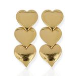 BRINCO FOLHEADO A OURO 18K E PRATA 3 CORAÇÕES 