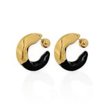 BRINCO FOLHEADO A OURO 18K ARGOLA TORCIDA RESINADA ESFERAS