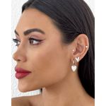 BRINCO DUPLO FOLHEADO A OURO 18K E PRATA CORACAO DE ZIRCONIAS