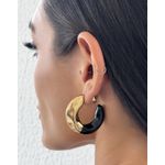 BRINCO FOLHEADO A OURO 18K ARGOLA TORCIDA RESINADA ESFERAS