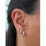 Trio de Brincos Click fio Meia Cana Liso Prata 925 
