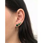 Trio de Brinco Zircônia Colorida Redonda Cor Verde Prata 925