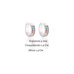 Brinco Click Com Pedras Coloridas Prata 925