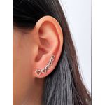 Brinco Earcuff Corações Vazados Prata 925