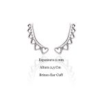 Brinco Earcuff Corações Vazados Prata 925