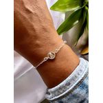 Pulseira de Bolinha Pingente de Nossa Senhora Prata 925