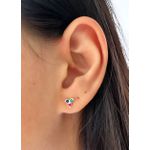 Brinco Delicado Cravejado Zircônia Colorida Triangulo Prata 925