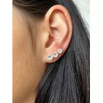 Trio de Brinco Zircônia Redonda Base Torcida Prata 925