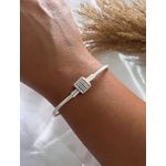 Pulseira para berloques Quadrada Cravejada Colorida Prata 925