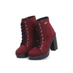 Bota Feminina Cano Curto Em Couro Salto Grosso Galway 240NBK Vermelha