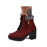 Bota Feminina Tratorada Cano Baixo Em Couro Nobuck Vermelho Galway 400NBK