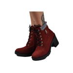 Bota Feminina Tratorada Cano Baixo Em Couro Nobuck Vermelho Galway 400NBK