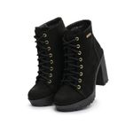 Bota Feminina Cano Curto Em Couro Salto Grosso Galway 240NBK Preta