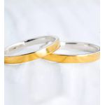 Par de Alianças em Ouro 18K e Prata 3 mm Quadrada
