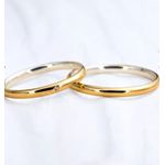 Par de Alianças em Ouro 18K e Prata 2 mm