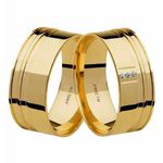 Par de Aliança em Ouro 14K Trabalhada 7 mm