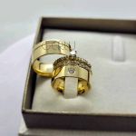 Par de Alianças de Ouro 18K Quadrada 8 mm