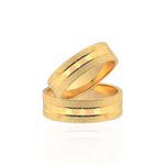 Par de Alianças Quadrada Ouro 18K Trabalhada Fosca