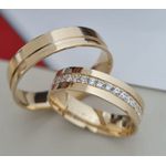 Par de Alianças Quadrada 5 mm de Casamento em Ouro 18K 