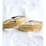 Par de Alianças Trabalhadas em Ouro 14K e Prata 6 mm