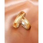 Par de Alianças Tradicional em Ouro 14K e Prata 6 mm 