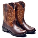 Bota Masculina Texana Country Cano Médio Couro Luxo