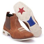 Bota Masculina Cano Curto Couro Sola Branca