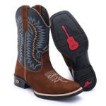 Bota Masculina Texana Country Cano Alto Bordado