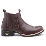 Bota Masculina Cano Curto Bico Redondo Country Couro de Engraxar