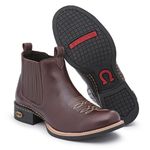 Bota Masculina Cano Curto Bico Redondo Country Couro de Engraxar