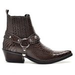 Bota Masculina Cano Curto Bico Fino Couro Anaconda