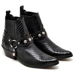 Bota Masculina Cano Curto Bico Fino Couro Anaconda