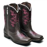 Bota Feminina Texana Country Cano Médio Couro Luxo