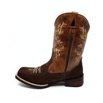 Bota Feminina Texana Country Cano Médio Couro Luxo