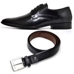 KIT Sapato Social Masculino Sola de Couro + Cinto Couro