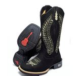 Bota Texana Country Feminina Cano Alto Couro Gliter