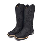 Bota Texana Country Feminina Couro Cano Alto Bordado
