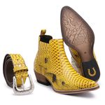 Kit Bota Feminina Anaconda Couro + Cinto Country