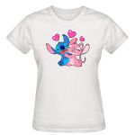 Babylook Branca Warmout Feminina Estampada Stitch Angel