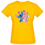 Babylook Amarela Warmout Feminina Estampada Stitch Angel