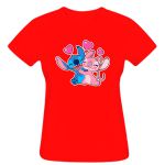 Babylook Vermelha Warmout Feminina Estampada Stitch Angel