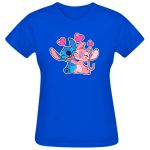 Babylook Azul Warmout Feminina Estampada Stitch Angel