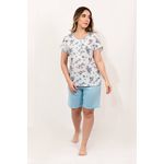 Pijama Feminino Elídia Azul Estampa em PV