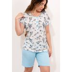 Pijama Feminino Elídia Azul Estampa em PV