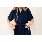 Robe Elisa Azul Marinho Atoalhado