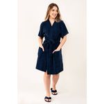 Robe Elisa Azul Marinho Atoalhado