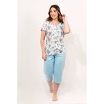 Pijama Feminino Jade Azul Semi aberto em PV