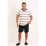 Pijama Masculino Carlos Branco/Preto 100% algodão