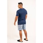 Pijama Masculino Rodrigo azul marinho estampado em Viscolycra