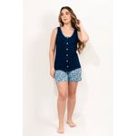 Pijama Feminino Roberta Azul Marinho Estampa em Viscolycra